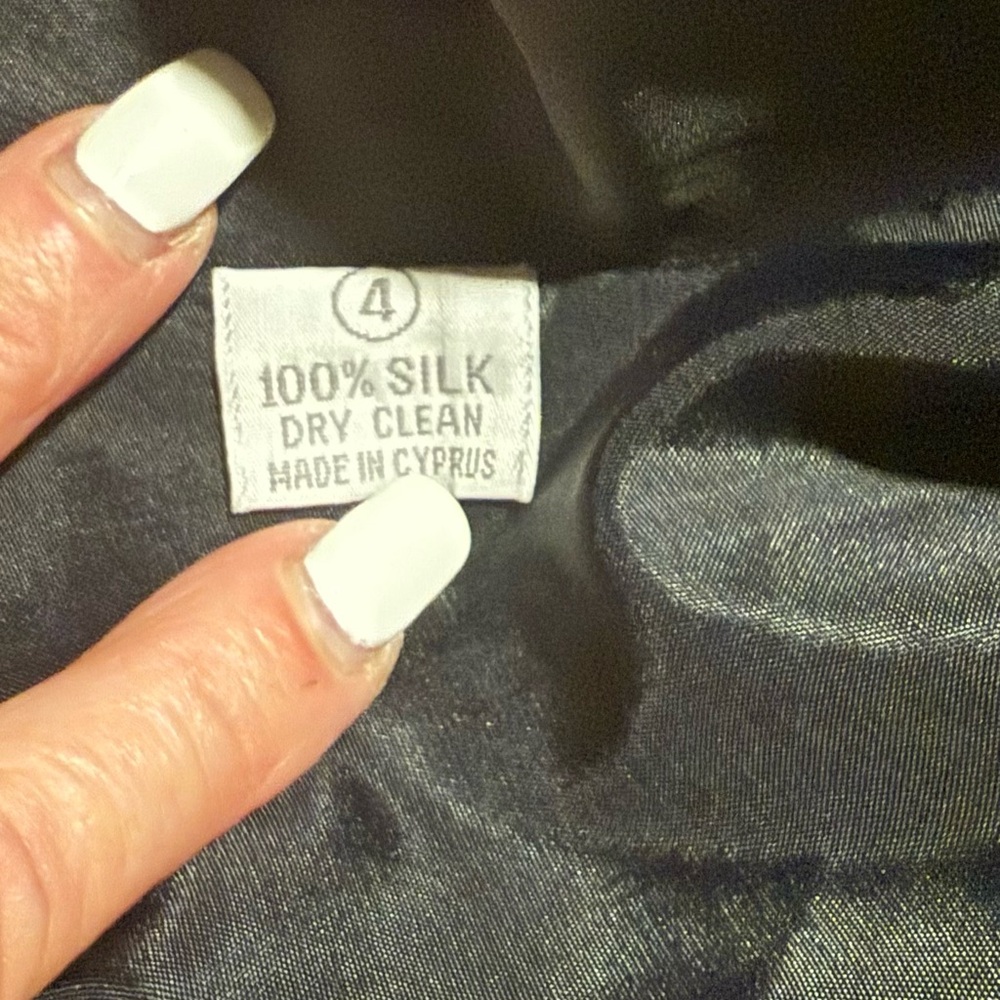 VTG GEORGIOU *BOHO 100% Silk Black Blazer *Slouchy Oversized Woman’s 22” Across - Picture 4 of 4